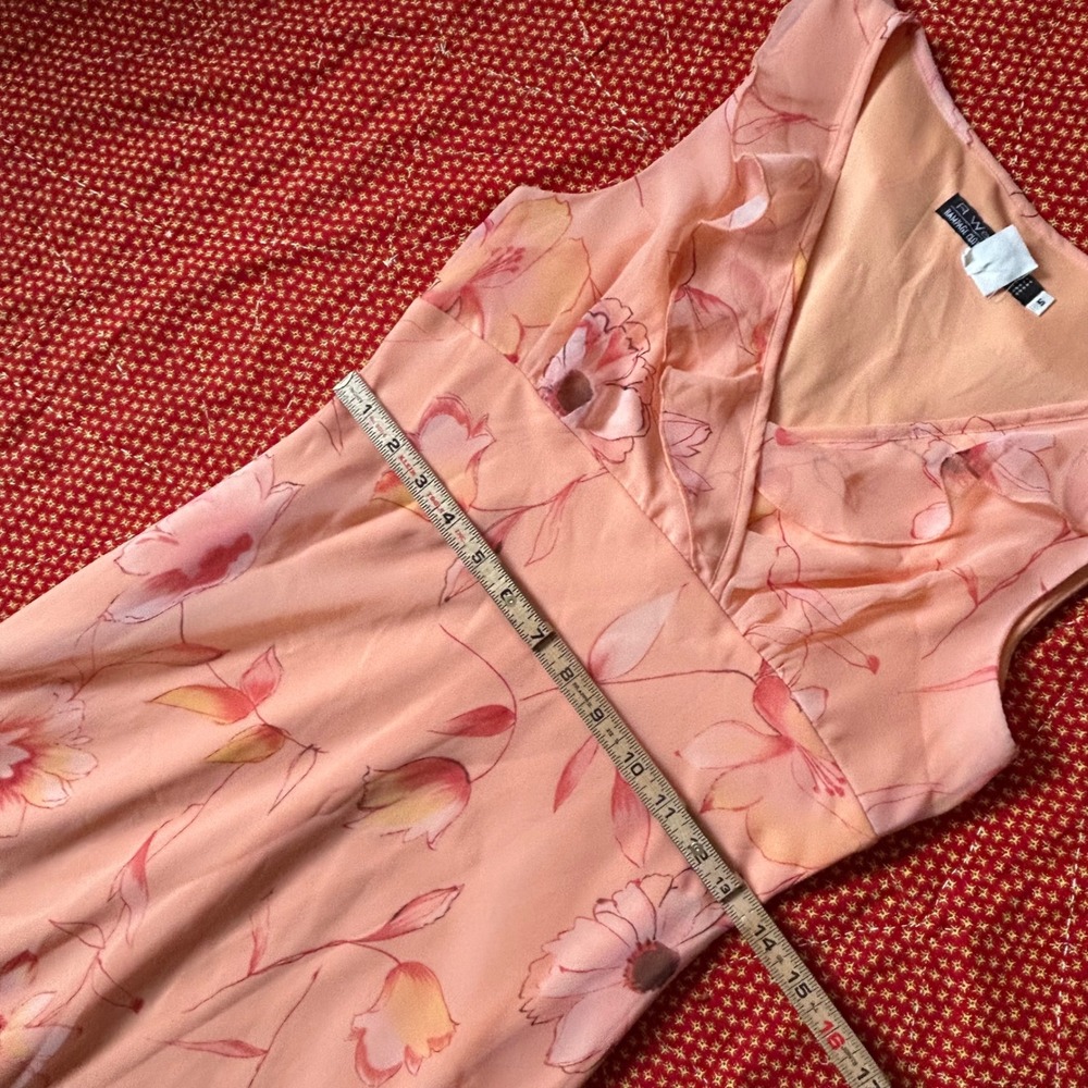 Rampage R Wear Vintage 90s Peach Floral Mesh Overlay Ruffle Mini Dress Small - Picture 7 of 8